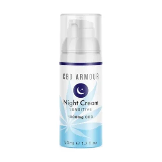 CBD Armour night cream pump bottle on a white background