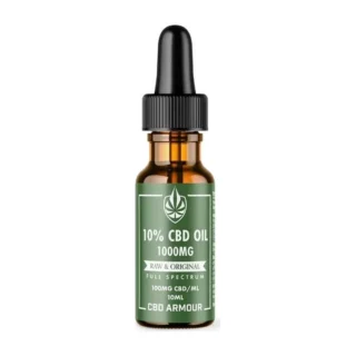 CBD Armour Raw & Original CBD oil bottle with the label facing forward