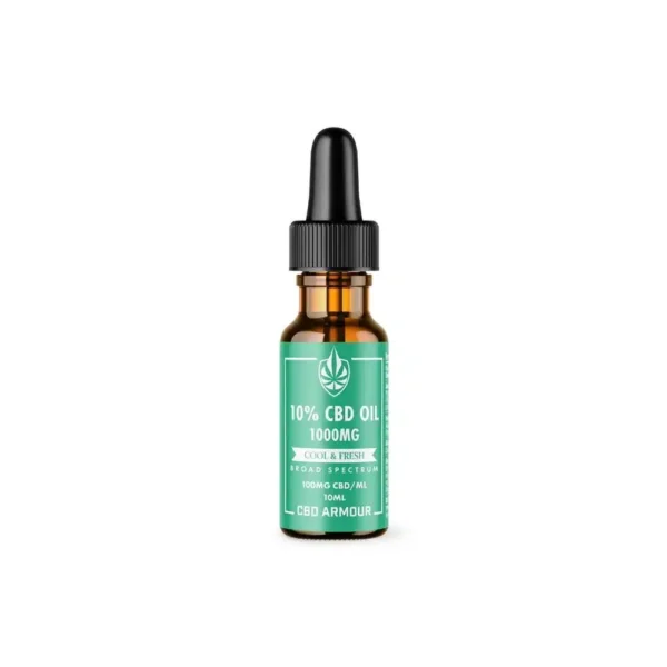 Cool & Fresh 10% mint CBD oil 10ml bottle labelled 1000mg