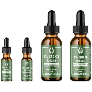 Raw & Original CBD oil bottles in 10ml and 30ml sizes with the label facing forward