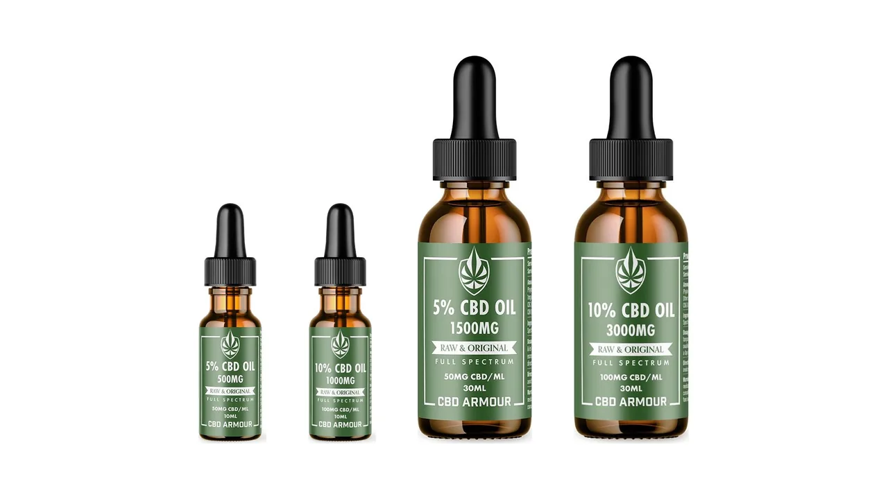 Raw & Original CBD oil bottles in 10ml and 30ml sizes with the label facing forward